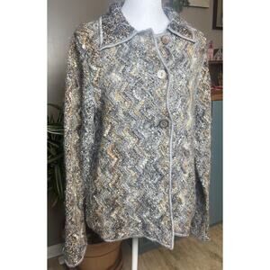 Harley Of Scotland Earth Tone 3-Button Cardigan Sz M Wool Mohair Scandi Whimsy